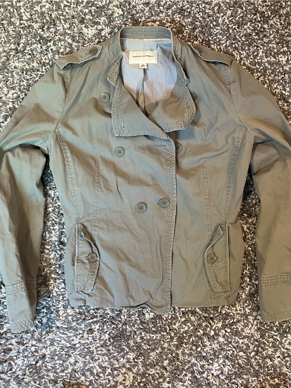 Banana Republic Olive Green Double-Breasted Cotton Jacket